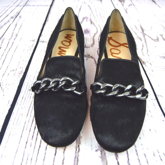 Sam Edelman Black Loafers with Silver Chain - Picture 2 of 8
